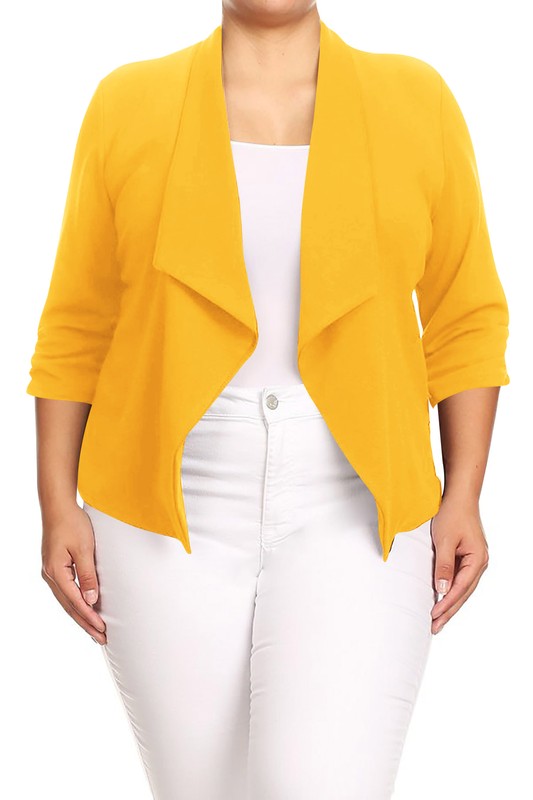 Plus size Solid waist length jacket in a loose fit - OLYIE