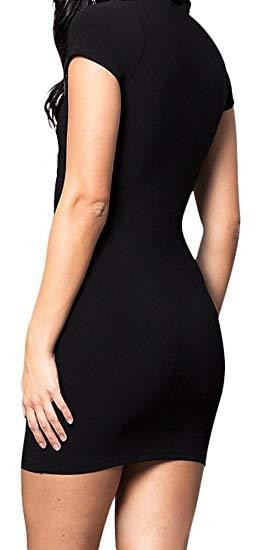 Junior V-Neck Party Dress with Chocker Neckline - OLYIE