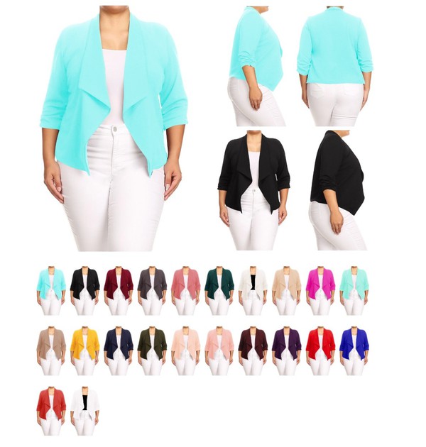 Plus size Solid waist length jacket in a loose fit - OLYIE