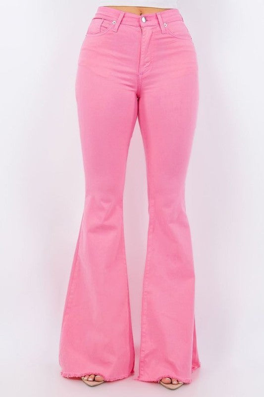 Bell Bottom Jean in Pink - OLYIE