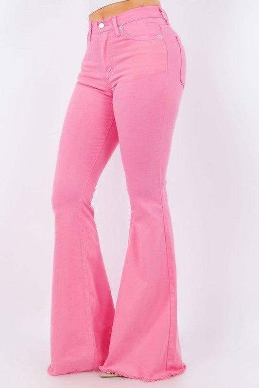 Bell Bottom Jean in Pink - OLYIE