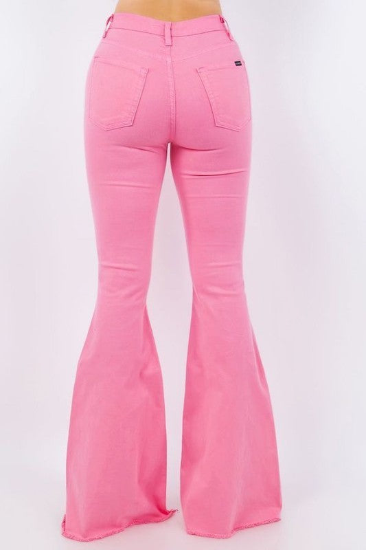 Bell Bottom Jean in Pink - OLYIE