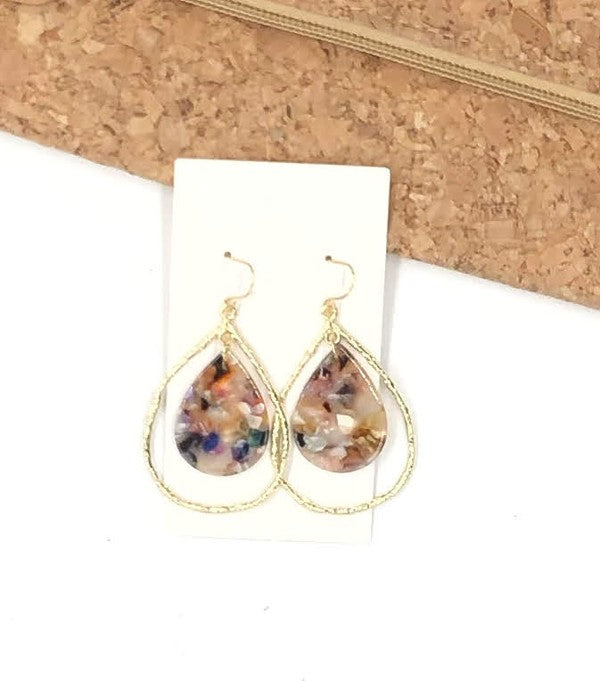 Multi-Color Acrylic Teardrop Chandelier Earrings - OLYIE