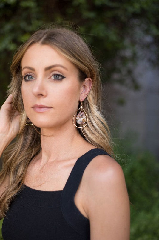 Multi-Color Acrylic Teardrop Chandelier Earrings - OLYIE