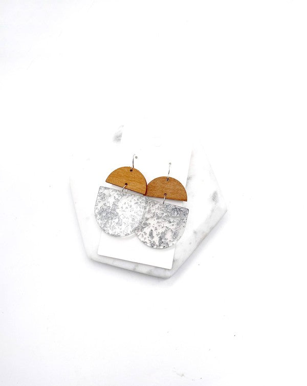 Silver Flake Acrylic and Wood Deco Drops - OLYIE