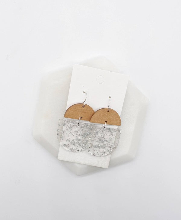 Silver Flake Acrylic and Wood Deco Drops - OLYIE