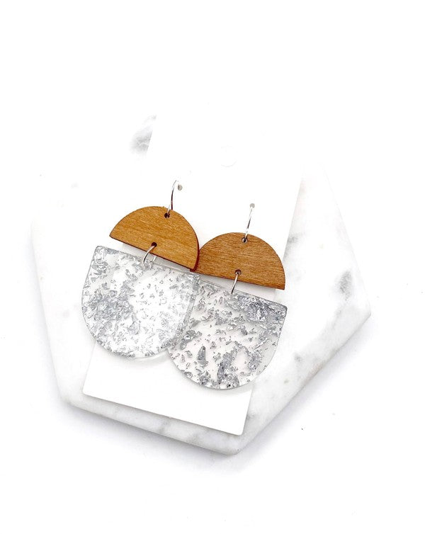 Silver Flake Acrylic and Wood Deco Drops - OLYIE
