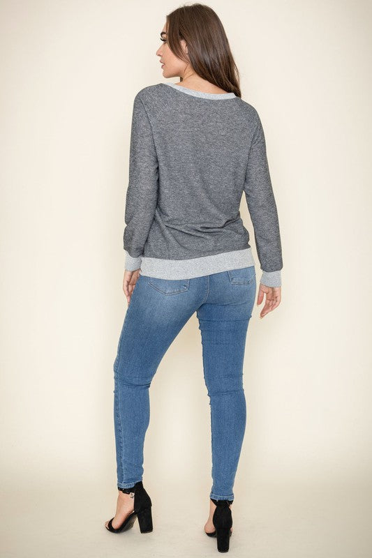Terry Crew Neck Tunic - OLYIE