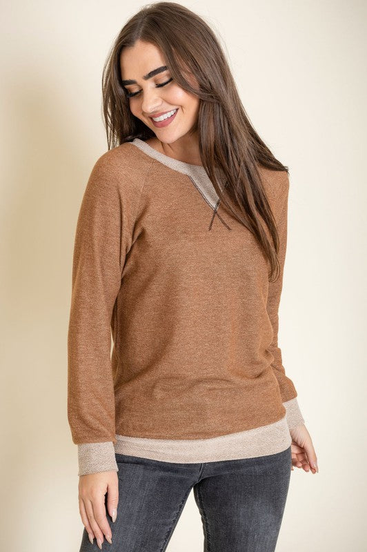 Terry Crew Neck Tunic - OLYIE