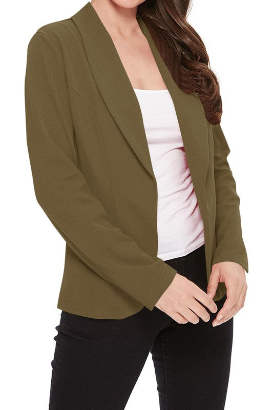 Open front Long sleeves Casual fitted style blazer - OLYIE
