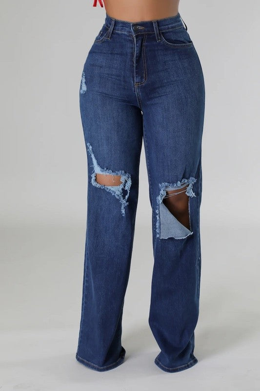 Jade Wide Leg Jean in Dark Denim - OLYIE