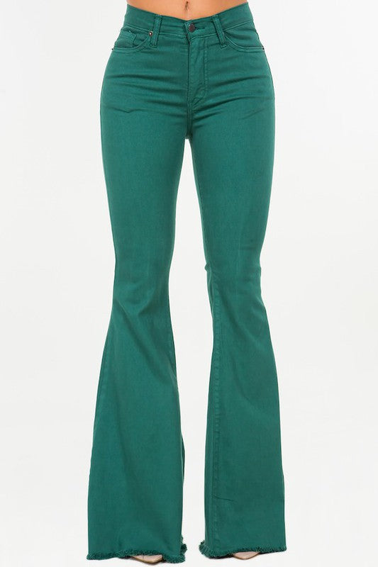 Bell Bottom Jean in Hunter Geen - OLYIE