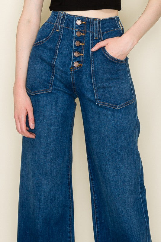 Wide leg, denim pants, jeans, western - OLYIE