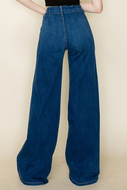Wide leg, denim pants, jeans, western - OLYIE