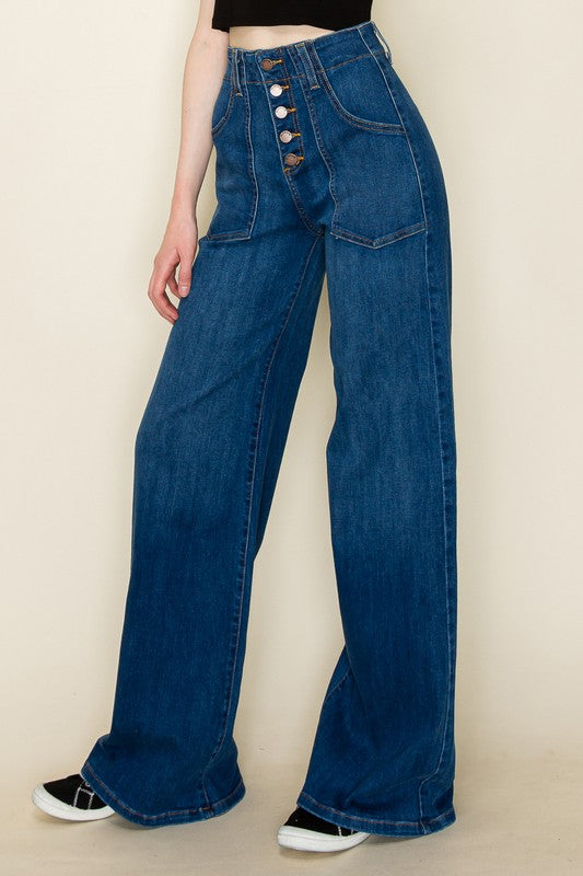 Wide leg, denim pants, jeans, western - OLYIE