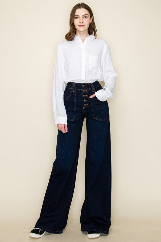 Wide leg, denim pants, jeans, western - OLYIE