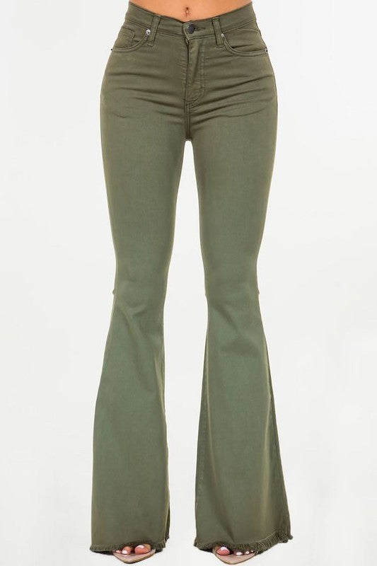 Bell Bottom Jean in Olive- Inseam 32" - OLYIE