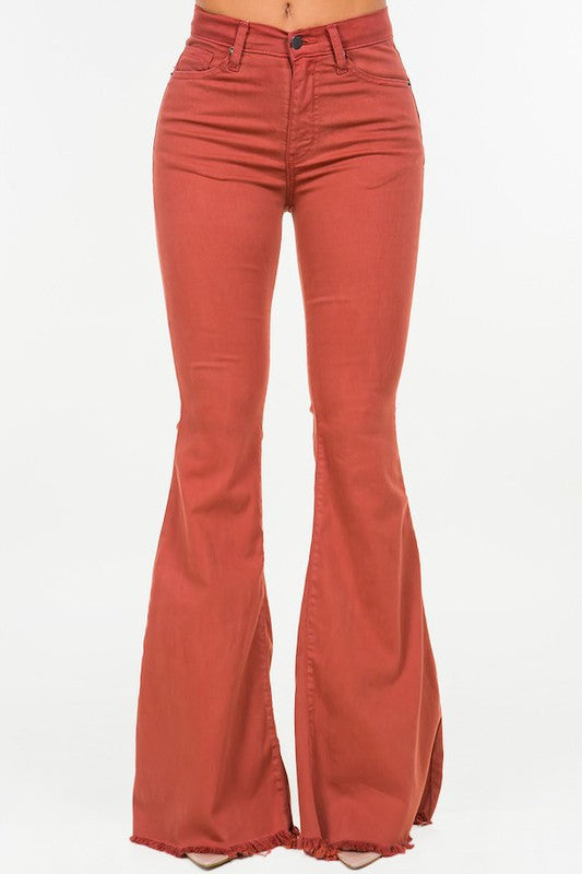 Bell Bottom Jean in Rust - OLYIE
